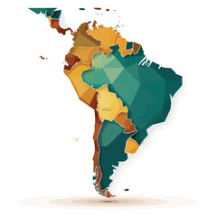 South America map against white background flat vector