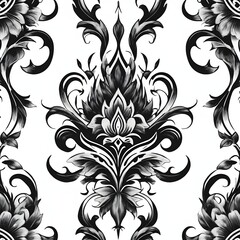 Ornamental black tattoo designs on white background