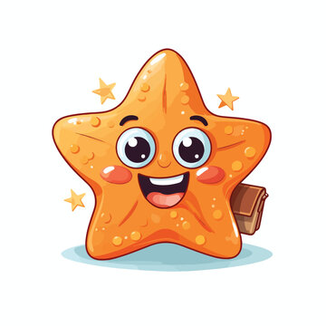 Student starfish in the cartoon shape funny flat 