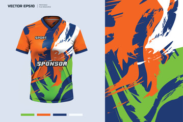 colorful abstract t-shirt sport mockup template design for soccer jersey football kit. vector eps file.