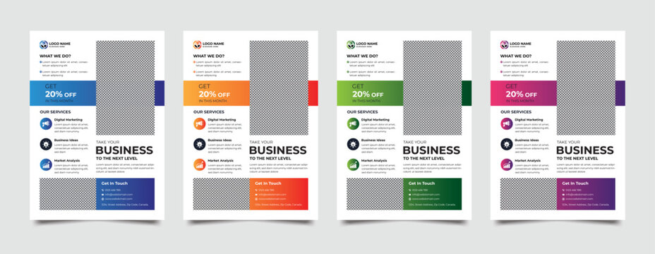 A4 format multi color flyer or brochure for corporate business advertising vector abstract design,  cover or presentation corporate trendy style, annual report or modern leaflet