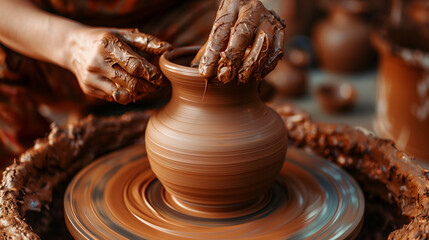 Potter Hands Shaping Clay Pot