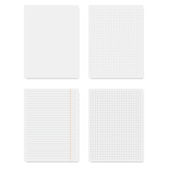 Set of notebooks with spirals and with different texture inside. Vector