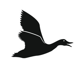 Flying Duck Silhouette - cut out vector icon