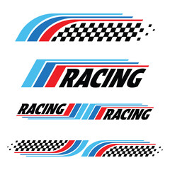 Racing three color labels on white