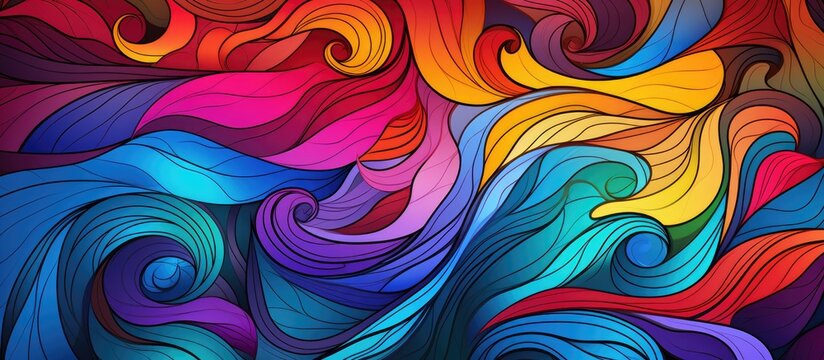 Abstract Multicolored Background with Doodle Lines.