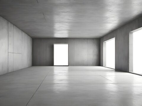 empty room and concrete floor. 3d illustration.