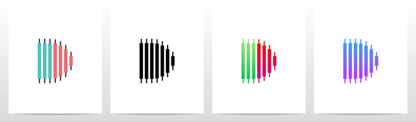 Candlestick Pattern Market Trading Letter Initial Logo Design D