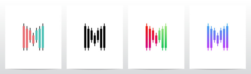 Candlestick Pattern Market Trading Letter Initial Logo Design M