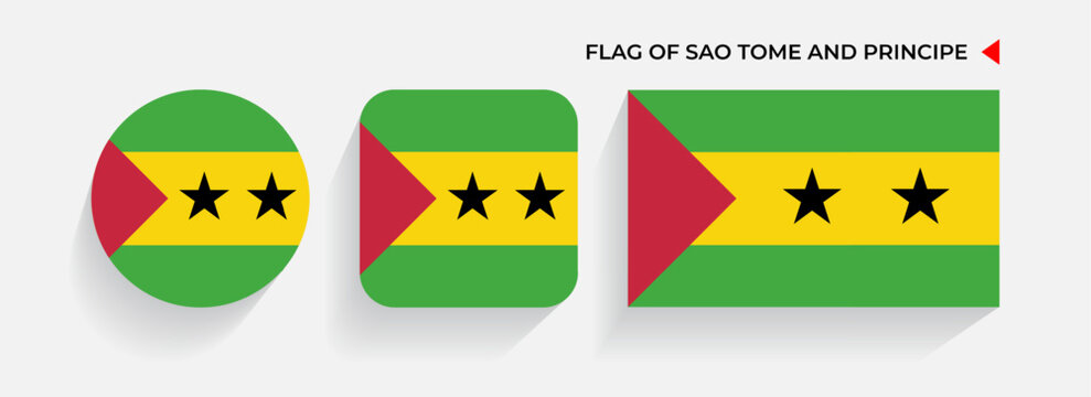 Sao tome and principe flags arranged in round, square and rectangular shapes
