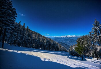 winter landscape with mountains