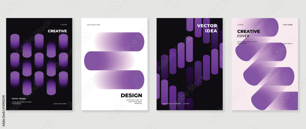 Wall mural Abstract gradient background vector set. Minimalist style cover template with vibrant perspective 3d geometric prism shapes collection. Ideal design for social media, poster, cover, banner, flyer.