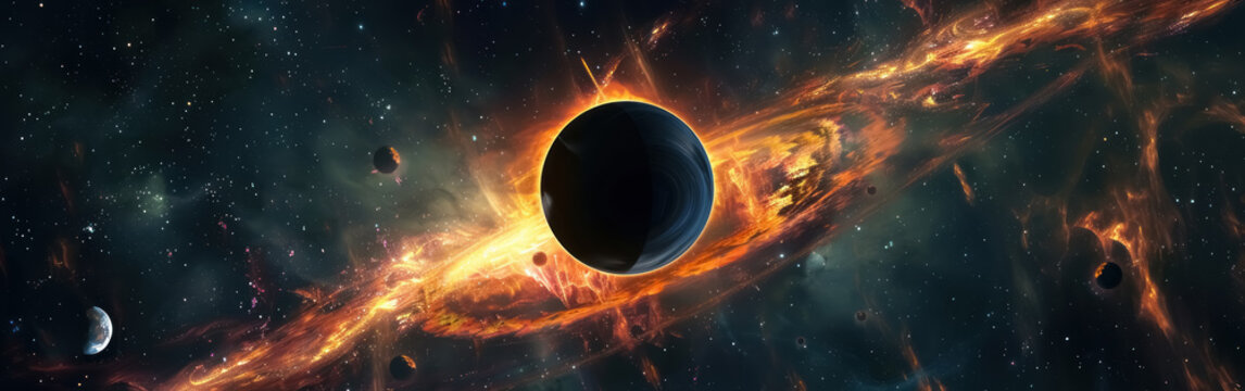 mystical cosmic event with planets and glowing nebula