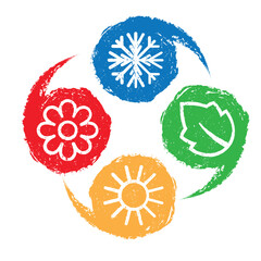 Four nature seasons grunge circles