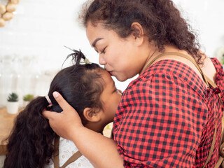 Child mother mom girl kid child hug embracing woman female uncle person people human daughter...