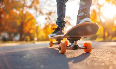Foto op Plexiglas skateboarding at sunset, Generative AI  © simba kim