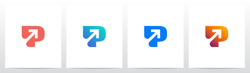Arrow Up Diagonal on Letter Initial Logo Design P