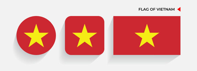 Vietnam Flags arranged in round, square and rectangular shapes