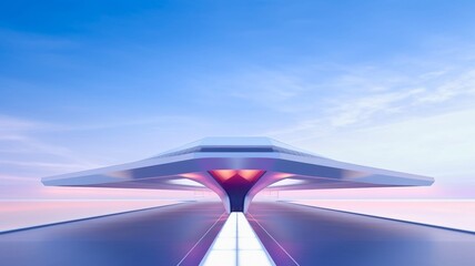 A sleek starship streaks through the sky leaving a trail of stardust in its wake mysterious symmetrical twilight hour dark