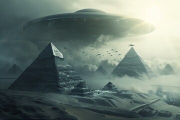 Massive Alien Ship Flying Over Pyramids