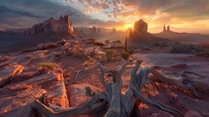 wide landscape Arches National Park, nature photography, copy and text space, 16:9