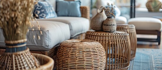 Creating a natural ambiance by crafting synthetic rattan into wicker materials.