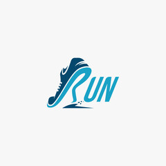 Creative wordmark logo, R for Run logo / Running logo vector template on white background