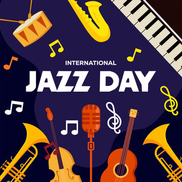 flat International jazz day illustration vector design