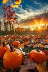 Take in the beauty of autumn with its crisp air, pumpkin patches, and the vibrant colors of changing leaves that carpet the ground, Generative AI