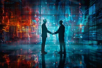 Foto op Aluminium Handshake between business people and futuristic technology background © Jirapong