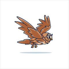 Flying Owl. Cute Cartoon