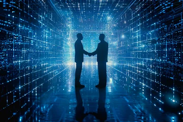 Foto op Aluminium Handshake between business people and futuristic technology background © Jirapong