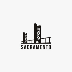 Flat Minimalist Sacramento tower bridge logo vector template on white background