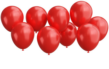 3d render of red balloons group floating.