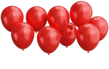 3d render of red balloons group floating.