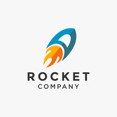 Abstract launched rocket logo icon vector template on white background