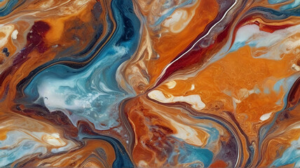 abstract background of acrylic paint in blue, orange and purple colors
