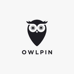 Modern minimalist Owl Pin Logo icon vector template on white background