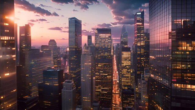 Sunset of Progress: City Skylines Embrace Digital Integration in Modern Architecture