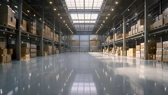 Efficiency Hub: Exploring the Spacious and Modern Interior of a Logistics Warehouse
