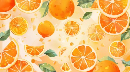 Bright orange themed illustration with citrus elements, ideal for fresh summer designs and marketing materials