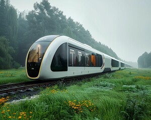 Hydrogen-powered trains sleek design - obrazy, fototapety, plakaty