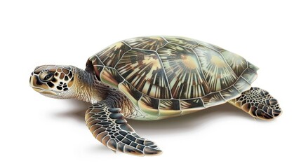 Fototapeta premium Turtle Isolated on White Background, Wildlife Animal Concept Illustration
