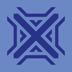 vector monogram design for ceramics or tiles with dark blue color and light blue background.