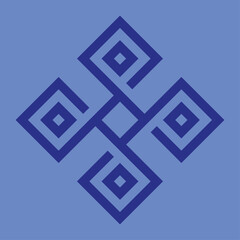 vector monogram design for ceramics or tiles with dark blue color and light blue background.