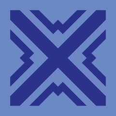 vector monogram design for ceramics or tiles with dark blue color and light blue background.