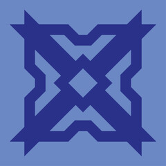 vector monogram design for ceramics or tiles with dark blue color and light blue background.