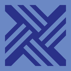 vector monogram design for ceramics or tiles with dark blue color and light blue background.