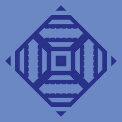 vector monogram design for ceramics or tiles with dark blue color and light blue background.