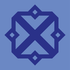 vector monogram design for ceramics or tiles with dark blue color and light blue background.